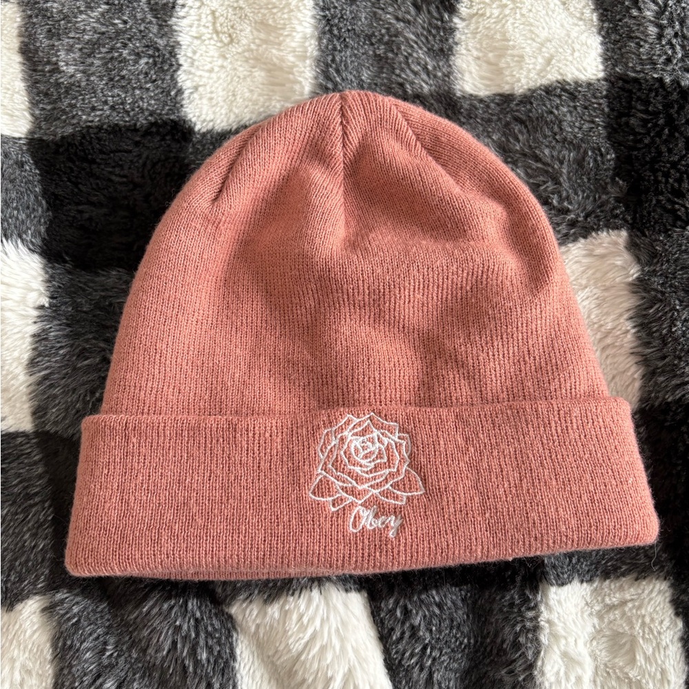 Obey Dusty Pink Knit Beanie